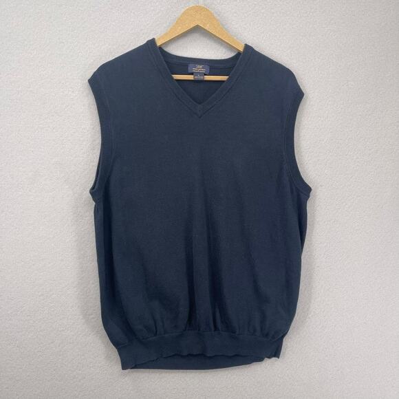 Brooks Brothers Vest Mens Large Supima Cotton Dark Blue Preppy Golf Knit Sweater - Picture 1 of 8